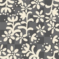 Floral pattern PNG, block fabric vintage transparent background