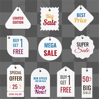 Sale png badge sticker, transparent shopping clipart set