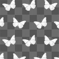 White butterfly png pattern, transparent background