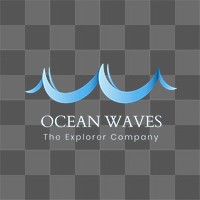 Ocean wave png logo, travel business, animated graphic in transparent design