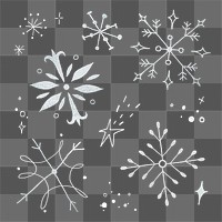 Snowflake sticker png, cute winter doodle illustration set