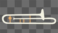 Trombone png sticker, musical instrument in beige