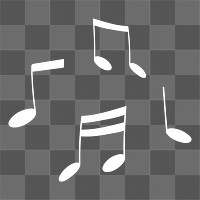 Musical notes png clipart, cute entertainment graphic in white 