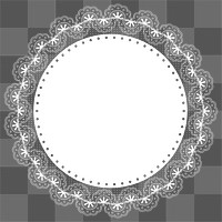 Lace doily frame png transparent, circle shape in classic design