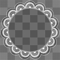 Lace doily frame png transparent, circle shape in classic design