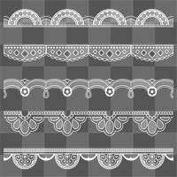 Elegant lace png border, classic white fabric, transparent design set