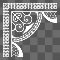 Lace corner png border, white classic fabric clipart