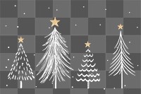 Christmas trees png background, snowy winter doodle in white