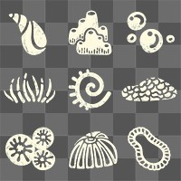 Underwater coral png sticker, marine life on transparent background set