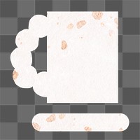 White mug png clipart, terrazzo texture in pink gold on transparent background