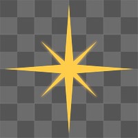 Gold star png shine icon, flat design graphic on transparent background