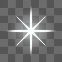 Sparkle star png symbol, white flat design graphic on transparent background