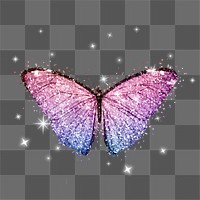 Aesthetic butterfly png sticker, beautiful holographic design on transparent background