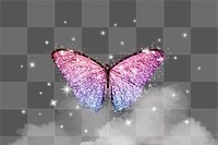 Aesthetic butterfly png sticker, beautiful holographic design on transparent background