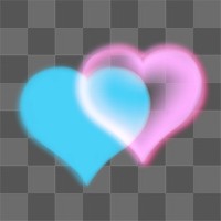 Blue pink gradient heart png sticker, transparent background 