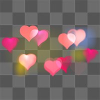 Pink heart bokeh png transparent background, pattern design