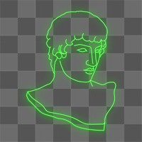 Greek man png sticker, glowing neon monoline design on transparent background