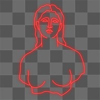 Greek woman png collage element, glowing neon line art design