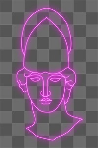 Greek God png sticker, Ares glowing neon line art drawing