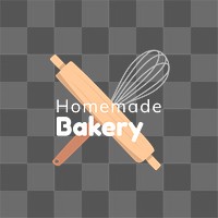 Homemade bakery, logo png cute whisk & rolling pin illustration