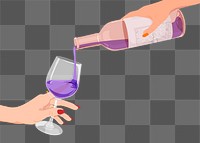 Party sticker png, pouring wine, celebration illustration design