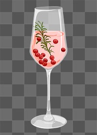 Cranberry rosemary prosecco png sticker, drink illustration design