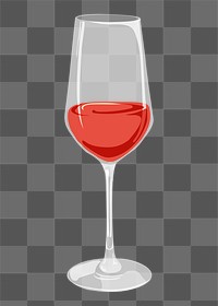 Red wine glass png sticker, drink illustration design