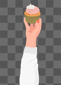 Cupcake png, food sticker, held by woman