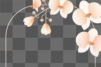 Pink orchids frame png, aesthetic botanical sticker design, transparent background