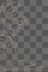 Tulips line art png, flower border sticker, transparent background