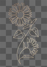 Sunflower png floral sticker, geometric design element