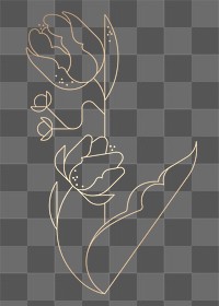 Tulips line art png sticker, geometric design element