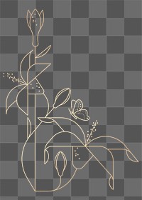 Lilies line art png sticker, geometric design element