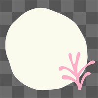 Circle cream png badge, botanical transparent background