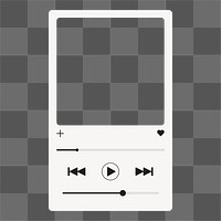 Png audio player screen frame, transparent design