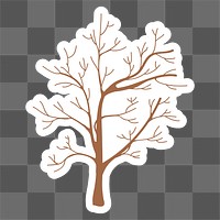 Dry tree sticker with a white border design element