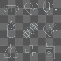 Medical and healthcare covid 19 icon vector collection transparent png