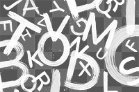 Jumbled alphabet png grunge brush stroke typography