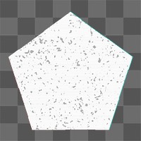 White pentagon shape with glitch effect design element 