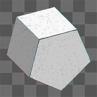 Gray 3D pentagonal prism with glitch effect design element