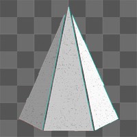 3D gray pentagonal pyramid with glitch effect design element 