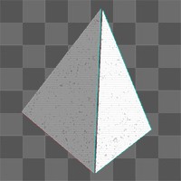 Gray 3D tetrahedron with glitch effect design element 