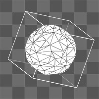 White 3D icosahedron in a cube design element 