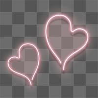 Pink neon double hearts transparent png