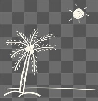 Png summer beach border with palm tree doodle clipart