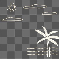 Png summer beach with palm tree doodle clipart