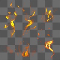 Png fire flame design element set