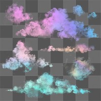 Png colorful cloud design element set