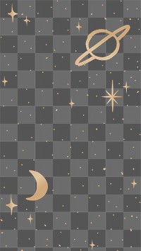 Png Saturn half moon gold starry sky on transparent background