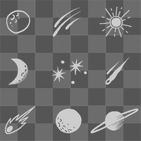 Gray png solar system galactic doodle sticker